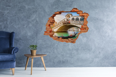 Nálepka 3D diera na stenu Most Rialto v Benátkach