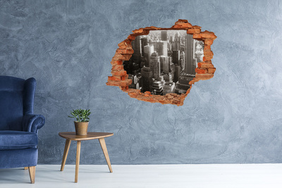 Samolepiaca nálepka Pohľad na mesto z diery v stene