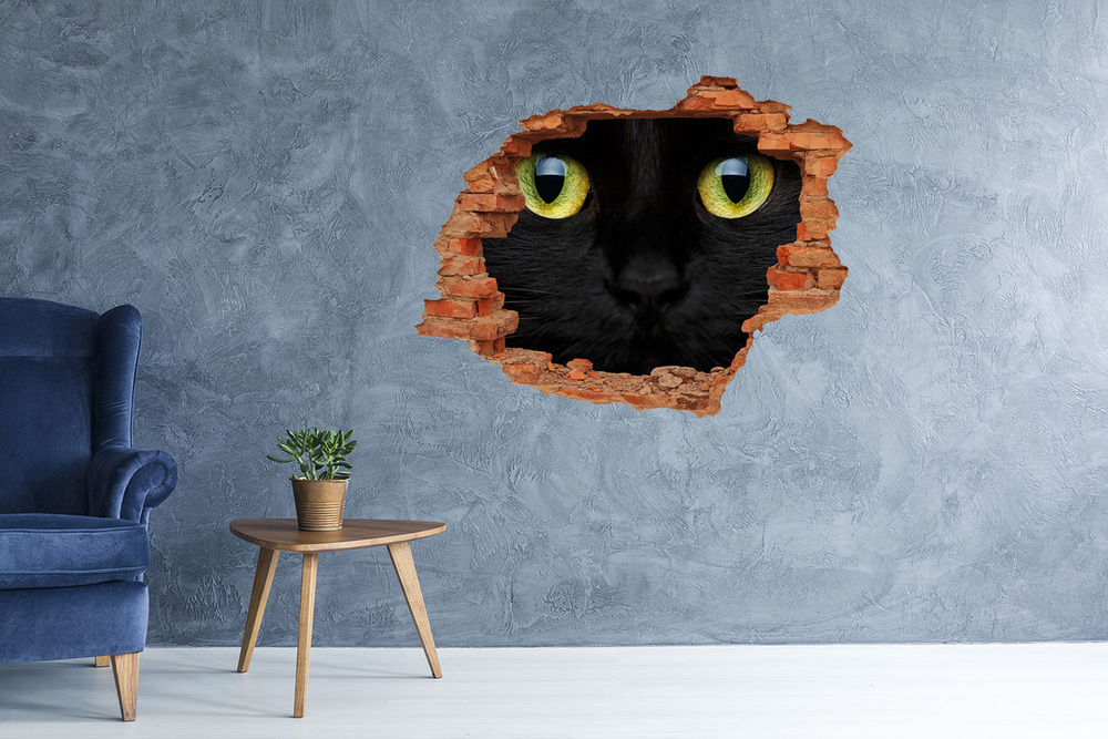 Nálepka 3D diera na stenu Oči mačacie