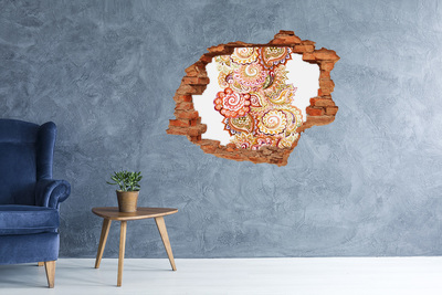 Nálepka 3D diera na stenu Farebné vzory na betónovom pozadí