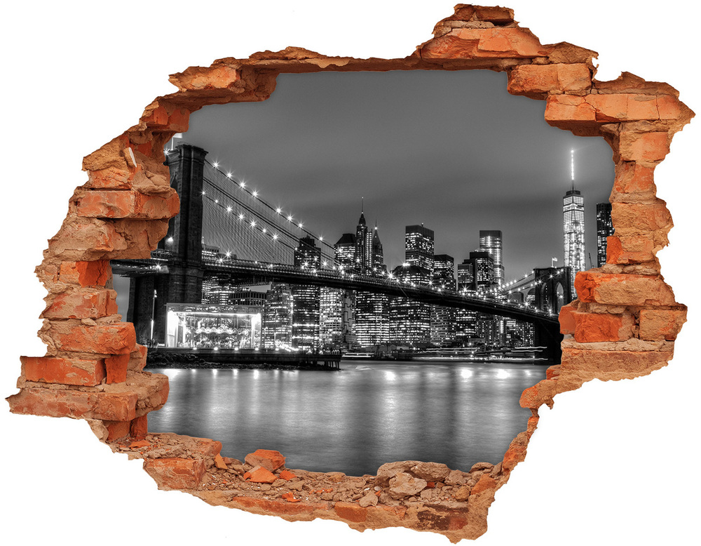 Diera 3D v stene nálepka Brooklyn bridge