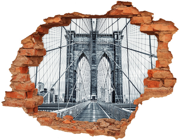 Fototapeta diera na stenu 3D Brooklynský most v čiernej a bielej farbe