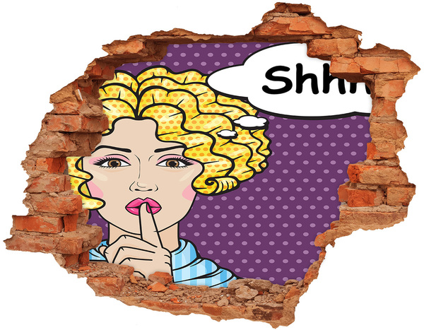 Nálepka 3D diera Žena s tajomným úsmevom