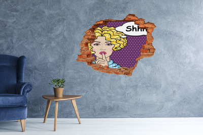 Nálepka 3D diera Žena s tajomným úsmevom