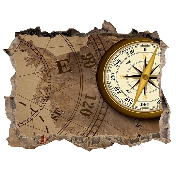 Nálepka 3D diera na stenu Mapa strateného pokladu