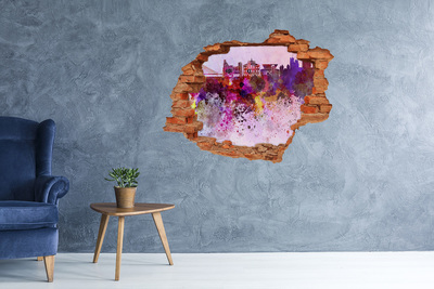 Nálepka 3D diera na stenu Farba warsaw