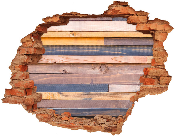 Samolepiaca nálepka fototapeta Drevená stena cez dieru