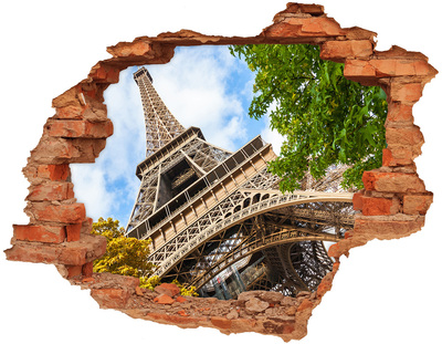 Nálepka 3D diera Eiffelova veža v paríži
