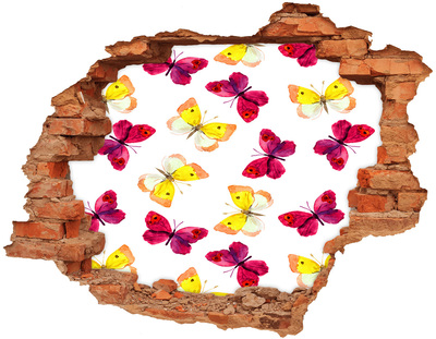 Diera 3D v stene nálepka Motýle a kvety
