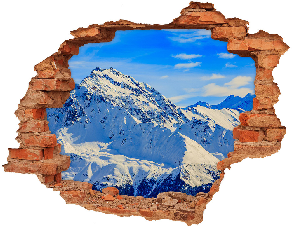 Samolepiaca diera na stenu Alpy v zime