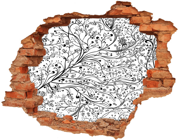 Nálepka 3D diera Kvetinový vzor na stene