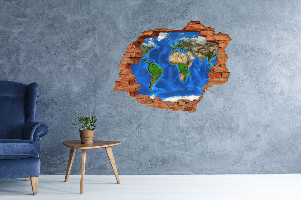 Nálepka 3D diera Mapa sveta