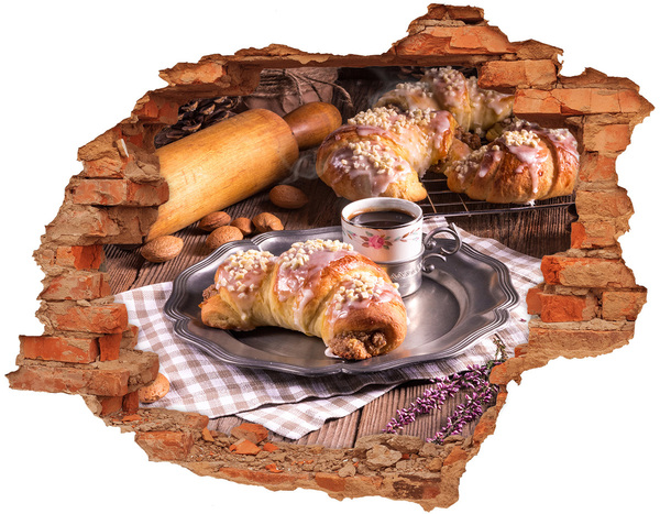 Foto fotografie diera na stenu Lahodné croissanty s kávou