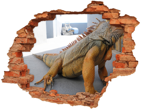 Fototapeta diera na stenu Iguana v poškodenej stene