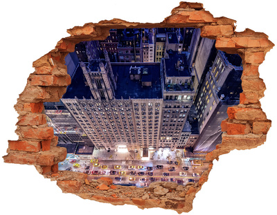 Nálepka 3D diera na stenu New york v noci