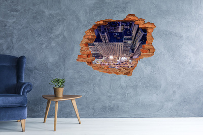 Nálepka 3D diera na stenu Pohľad z výšky na mesto v noci