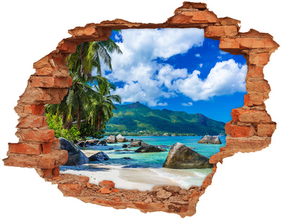 Nálepka 3D diera samolepiaca Seychelles beach