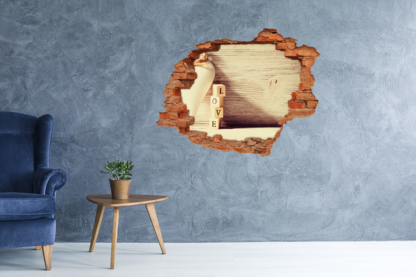 Diera 3D fototapeta na stenu Láska v rozbitej stene