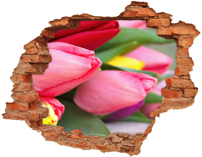 Nálepka 3D diera samolepiaca Farebné tulipány