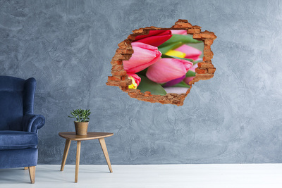 Nálepka 3D diera samolepiaca Farebné tulipány