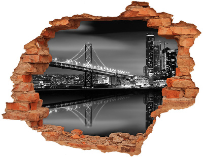 Nálepka 3D diera na stenu Most Golden Gate v noci