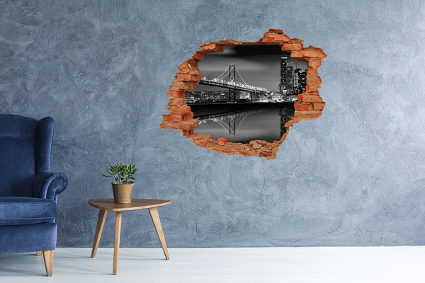 Nálepka 3D diera na stenu Most Golden Gate v noci