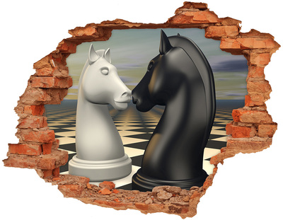 Diera 3D v stene na stenu Šachovej kone