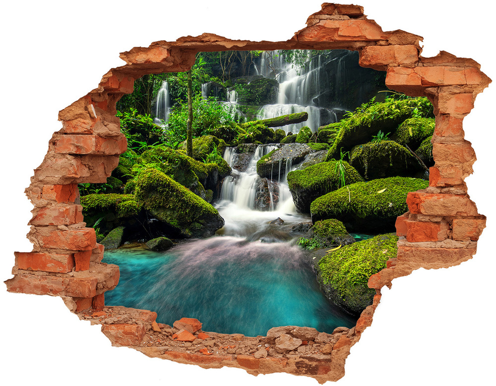 Nálepka 3D diera samolepiaca Vodopád v džungli
