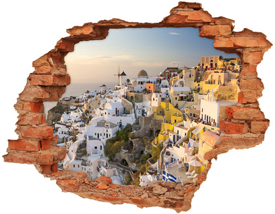Diera 3D v stene na stenu Santorini, grécko