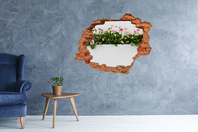 Fotoobraz diera na stenu nálepka Ružové sedmokrásky