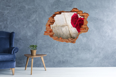 Fototapeta diera na stenu 3D Ruže na drevo