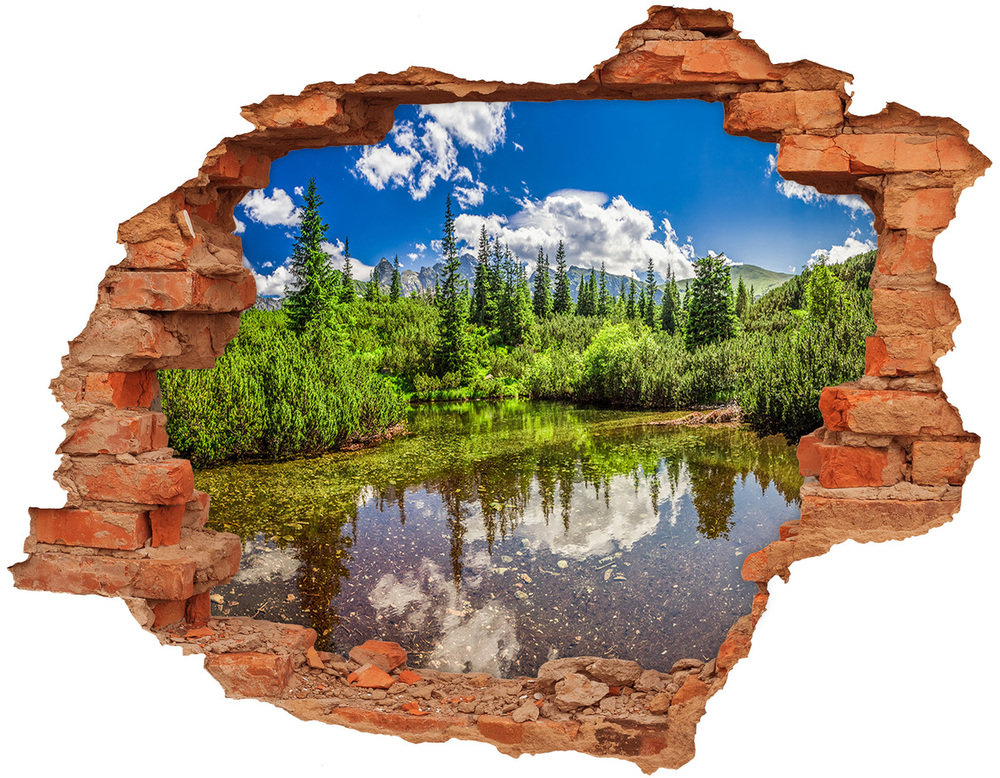 Fotoobraz diera na stenu Jazero v lese