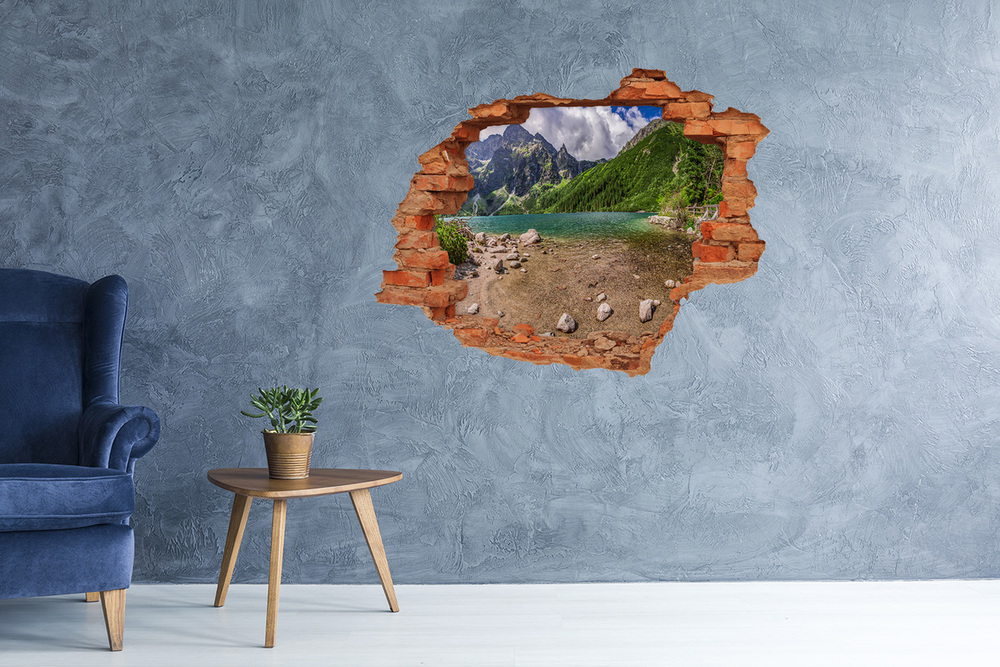 Nálepka 3D diera samolepiaca Jazero v horách