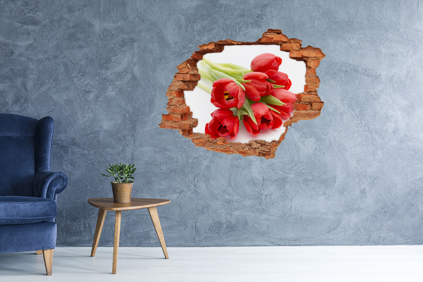 Samolepiaca diera na stenu nálepka Tulipány v rozbitej stene