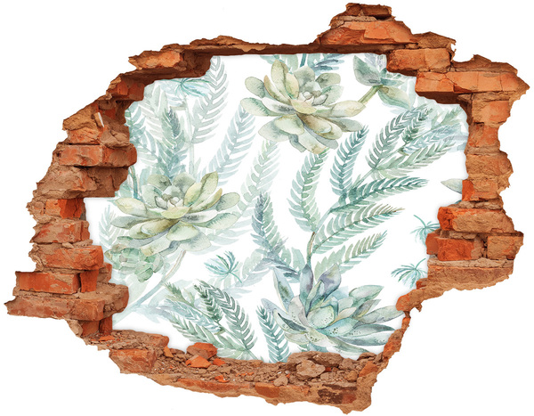 Nálepka 3D diera na stenu betón Zelená oáza v betóne