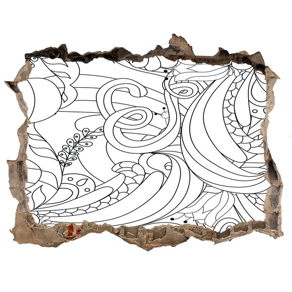 Nálepka 3D díra na zeď Kvetinový vzor s dierou v stene