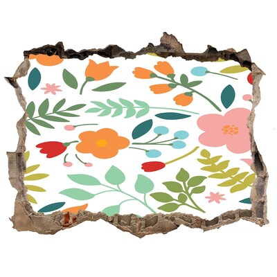 Nálepka 3D díra na zeď Kvetinový raj za múrom