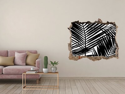 Nálepka 3D díra na zeď Tropické listy v diere v stene