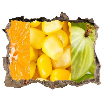 Nálepka 3D díra samolepící Ovocná nástenná maľba v diere v stene