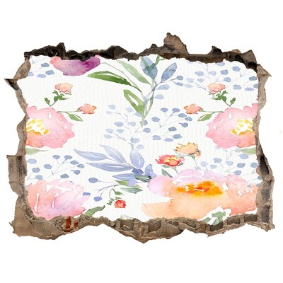 Nálepka 3D díra na zeď samolepící Kvetinová nástenná maľba na poškodenej stene