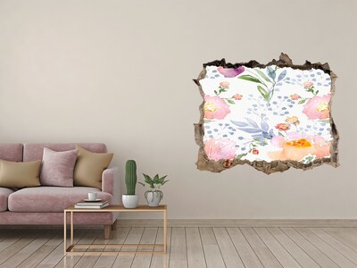 Nálepka 3D díra na zeď samolepící Kvetinová nástenná maľba na poškodenej stene