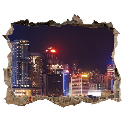 Fototapeta díra na zeď Hong kong v noci