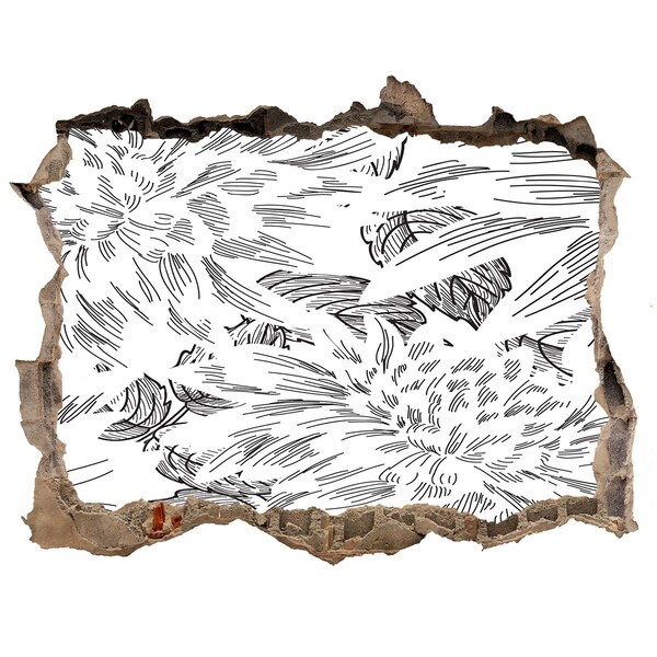 Nálepka 3D díra na zeď Kvetinový vzor s dierou v stene