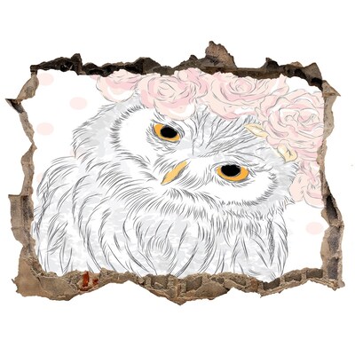 Díra 3D fototapeta na stěnu Owl v veniec