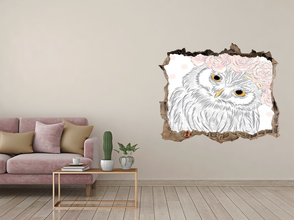 Díra 3D fototapeta na stěnu Owl v veniec