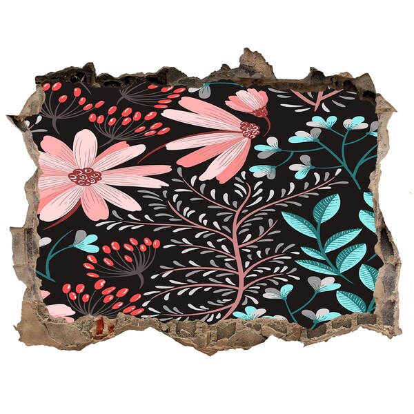 Fototapeta díra na zeď Kvetinový vzor na čiernom pozadí