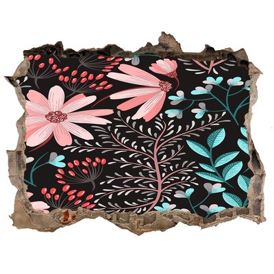 Fototapeta díra na zeď Kvetinový vzor na čiernom pozadí