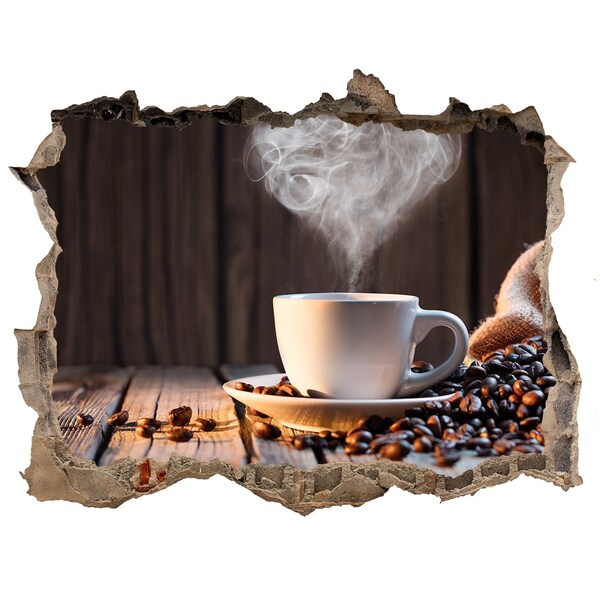 Nálepka 3D díra samolepící Káva v útulnej kaviarni