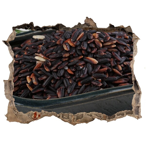 Nálepka 3D díra na zeď Hostina z čiernej ryže