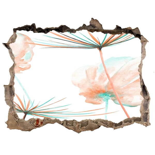 Nálepka 3D díra na zeď Kvetinová krajina cez dieru v stene